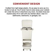 42L Rubbish Bin Waste Trash Can Pedal Recycling Kitchen Wheel 2 Compartment V63-834811