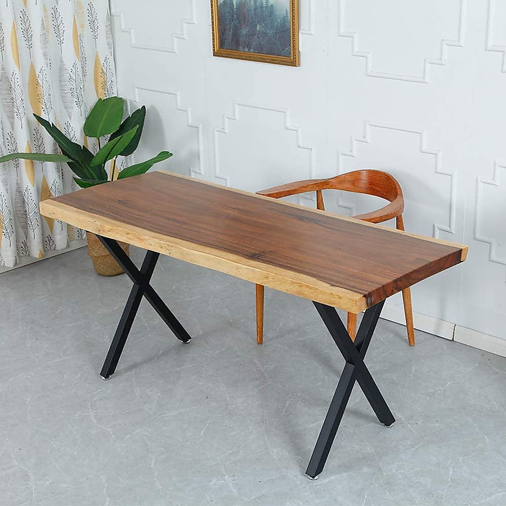 X-Shaped Table Bench Desk Legs Retro Industrial Design Fully Welded - Black V63-834831