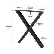 X-Shaped Table Bench Desk Legs Retro Industrial Design Fully Welded - Black V63-834831