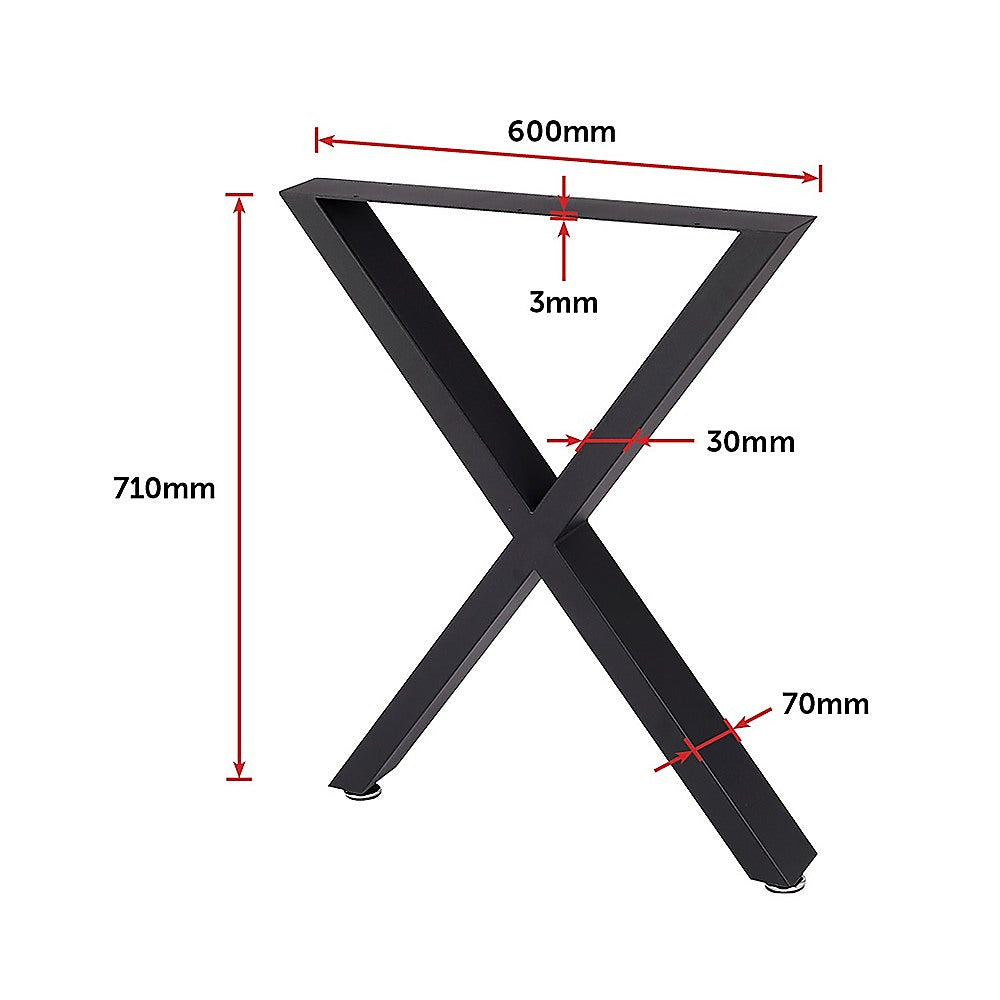 X-Shaped Table Bench Desk Legs Retro Industrial Design Fully Welded - Black V63-834831