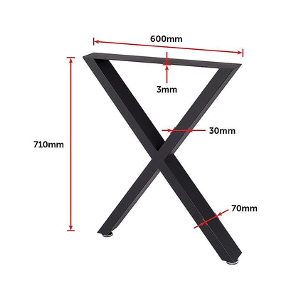 X-Shaped Table Bench Desk Legs Retro Industrial Design Fully Welded - Black V63-834831