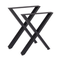 X-Shaped Table Bench Desk Legs Retro Industrial Design Fully Welded - Black V63-834831