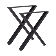 X-Shaped Table Bench Desk Legs Retro Industrial Design Fully Welded - Black V63-834831