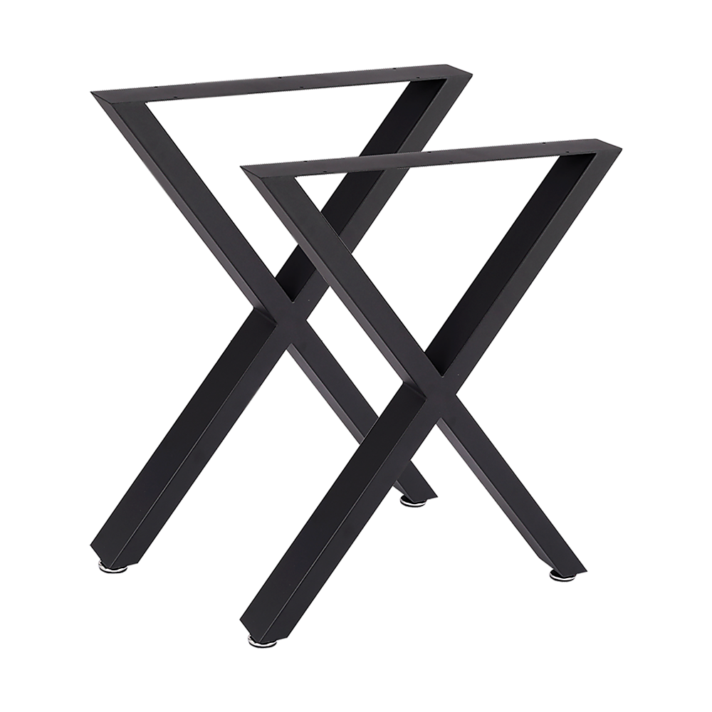 X-Shaped Table Bench Desk Legs Retro Industrial Design Fully Welded - Black V63-834831