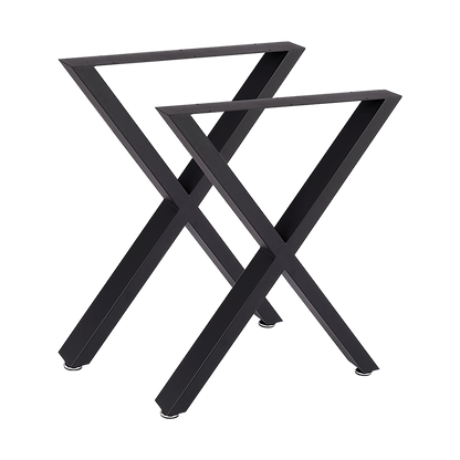 X-Shaped Table Bench Desk Legs Retro Industrial Design Fully Welded - Black V63-834831
