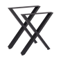 X-Shaped Table Bench Desk Legs Retro Industrial Design Fully Welded - Black V63-834831