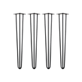 Set of 4 Industrial 3-Rod Retro Hairpin Table Legs 12mm Steel Bench Desk - 71cm Black V63-834941
