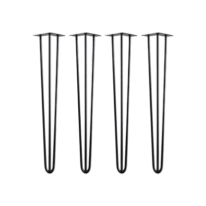 Set of 4 Industrial 3-Rod Retro Hairpin Table Legs 12mm Steel Bench Desk - 71cm Black V63-834941