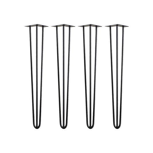 Set of 4 Industrial 3-Rod Retro Hairpin Table Legs 12mm Steel Bench Desk - 71cm Black V63-834941