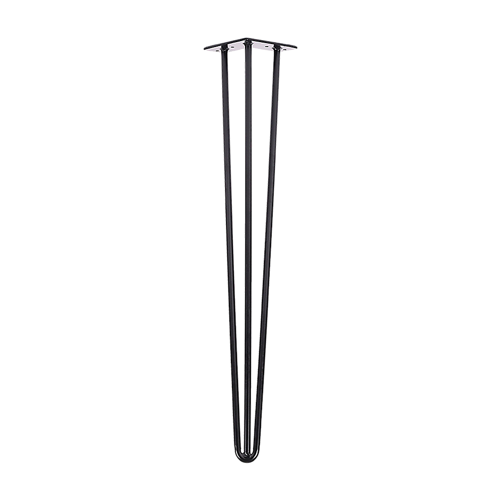 Set of 4 Industrial 3-Rod Retro Hairpin Table Legs 12mm Steel Bench Desk - 71cm Black V63-834941