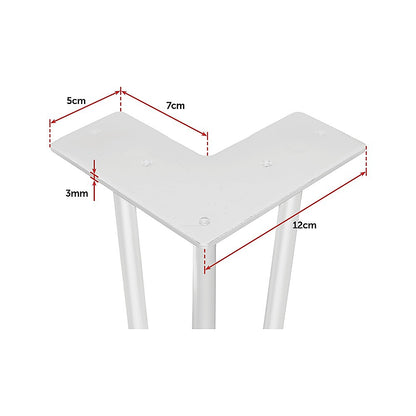 Set of 4 Industrial 3-Rod Retro Hairpin Table Legs 12mm Steel Bench Desk - 71cm White V63-834971
