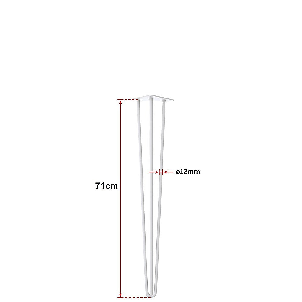 Set of 4 Industrial 3-Rod Retro Hairpin Table Legs 12mm Steel Bench Desk - 71cm White V63-834971