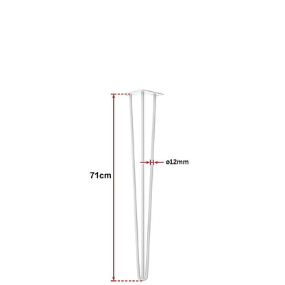 Set of 4 Industrial 3-Rod Retro Hairpin Table Legs 12mm Steel Bench Desk - 71cm White V63-834971