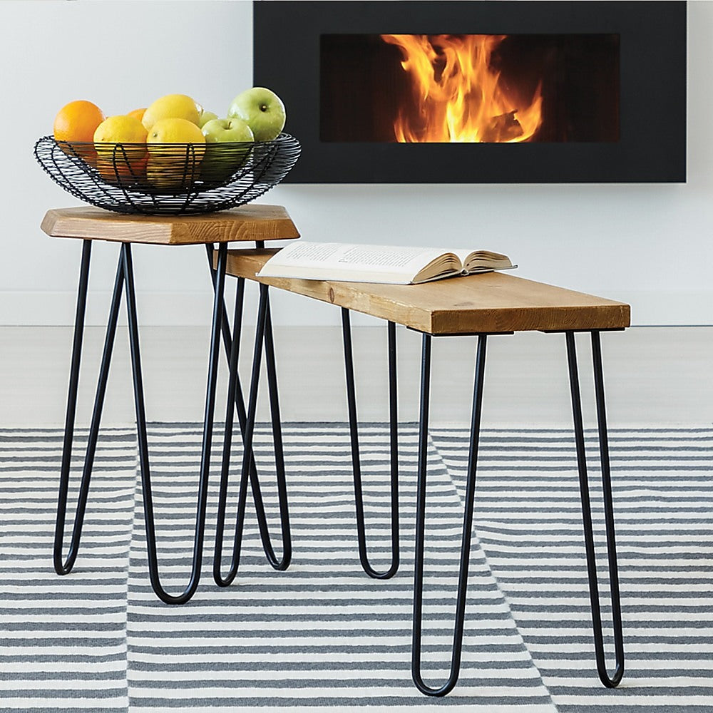 Set of 4 Industrial Retro Hairpin Table Legs 12mm Steel Bench Desk - 41cm Black V63-834981