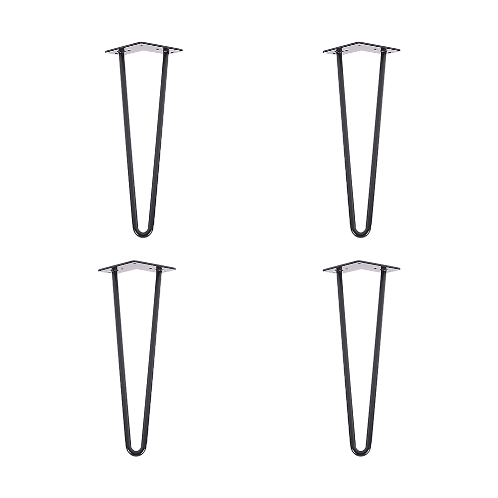 Set of 4 Industrial Retro Hairpin Table Legs 12mm Steel Bench Desk - 41cm Black V63-834981