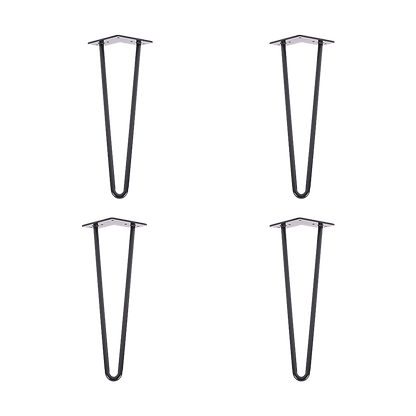 Set of 4 Industrial Retro Hairpin Table Legs 12mm Steel Bench Desk - 41cm Black V63-834981