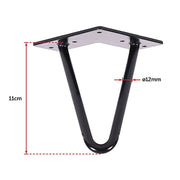 Set of 4 Industrial Retro Hairpin Table Legs 12mm Steel Bench Desk - 11cm Black V63-834991