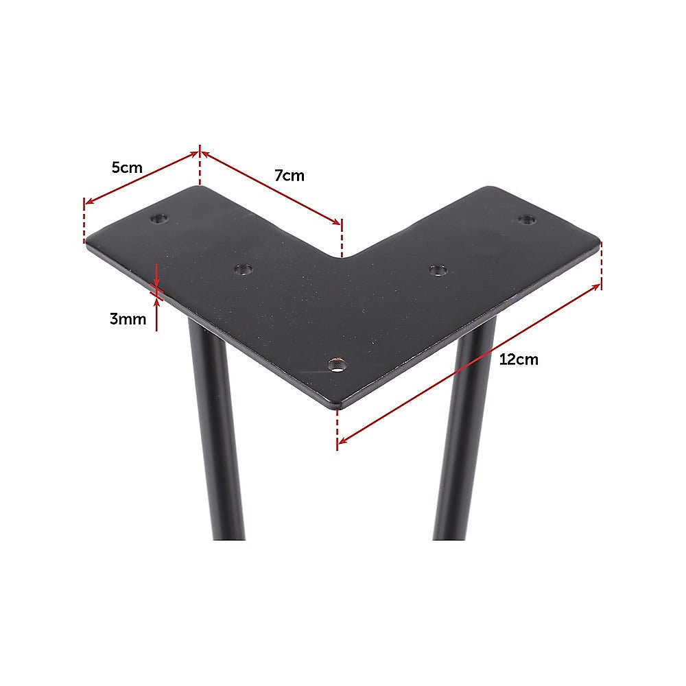 Set of 4 Industrial Retro Hairpin Table Legs 12mm Steel Bench Desk - 11cm Black V63-834991