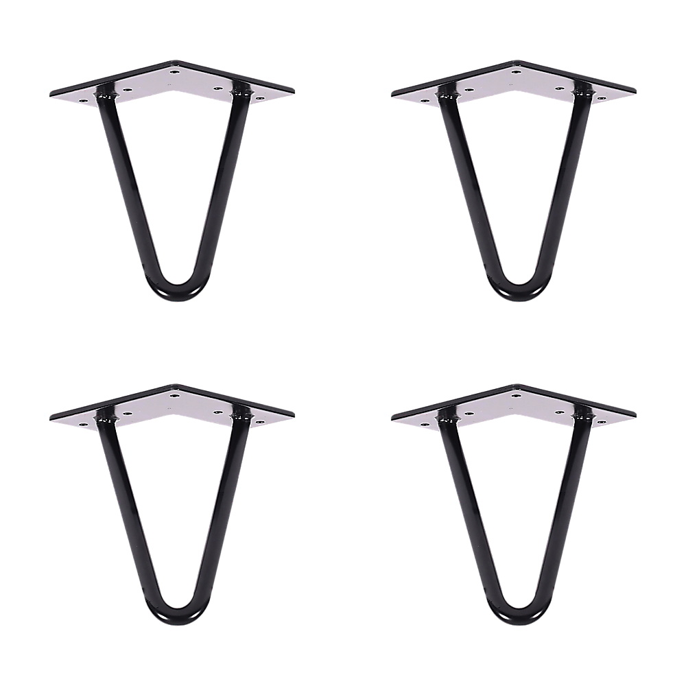 Set of 4 Industrial Retro Hairpin Table Legs 12mm Steel Bench Desk - 11cm Black V63-834991