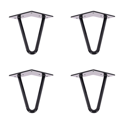 Set of 4 Industrial Retro Hairpin Table Legs 12mm Steel Bench Desk - 11cm Black V63-834991