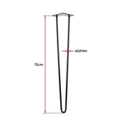 Set of 4 Industrial Retro Hairpin Table Legs 12mm Steel Bench Desk - 71cm Black V63-835001