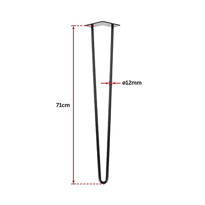 Set of 4 Industrial Retro Hairpin Table Legs 12mm Steel Bench Desk - 71cm Black V63-835001