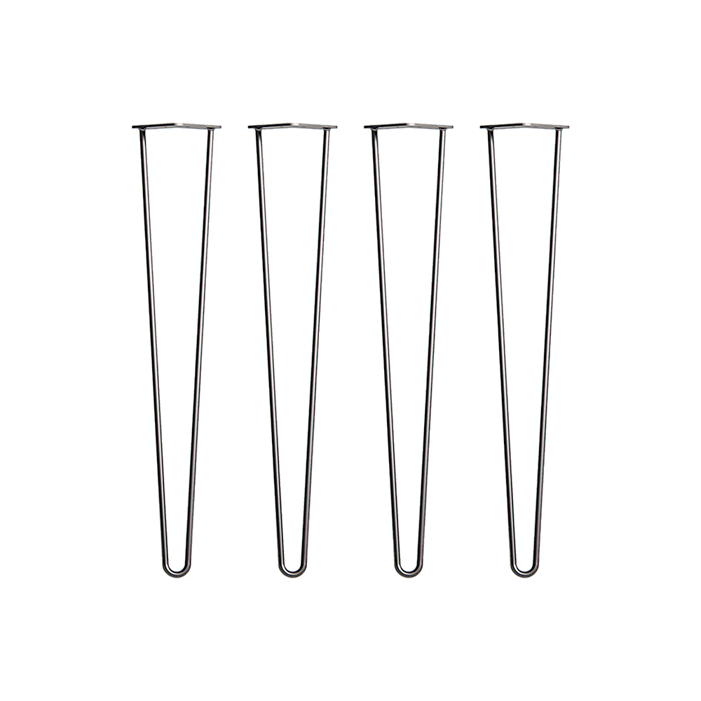 Set of 4 Industrial Retro Hairpin Table Legs 12mm Steel Bench Desk - 71cm Black V63-835001