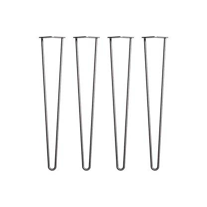 Set of 4 Industrial Retro Hairpin Table Legs 12mm Steel Bench Desk - 71cm Black V63-835001