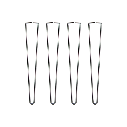 Set of 4 Industrial Retro Hairpin Table Legs 12mm Steel Bench Desk - 71cm Black V63-835001