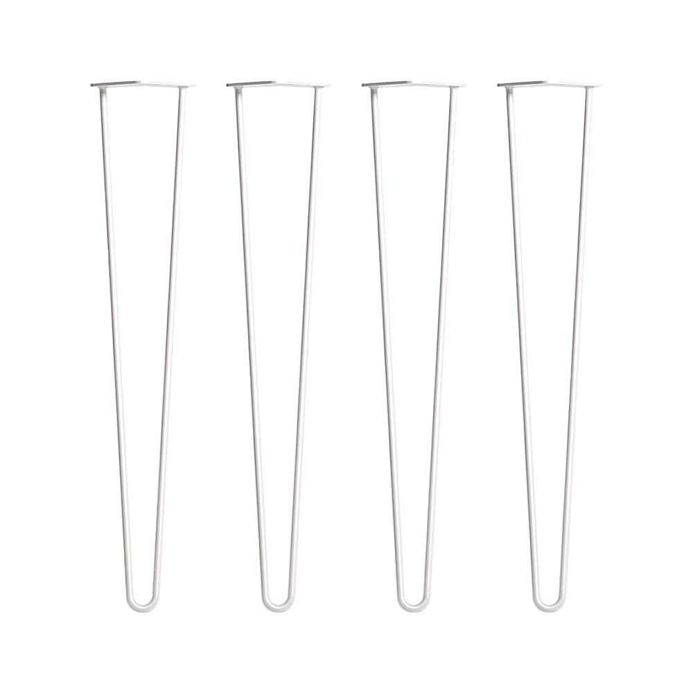 Set of 4 Industrial Retro Hairpin Table Legs 12mm Steel Bench Desk - 71cm White V63-835031