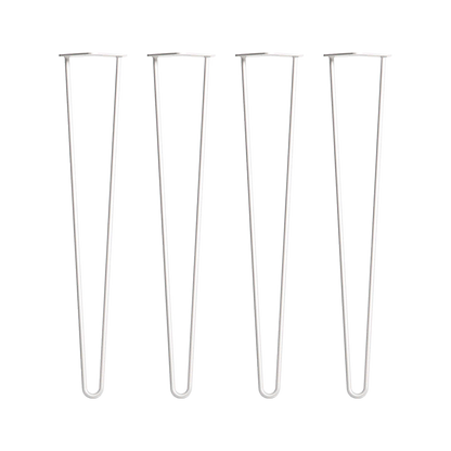 Set of 4 Industrial Retro Hairpin Table Legs 12mm Steel Bench Desk - 71cm White V63-835031