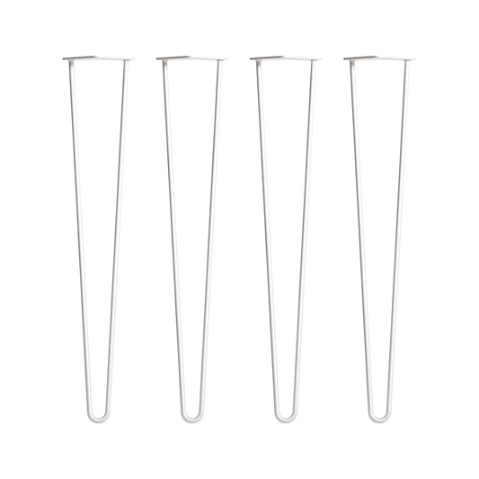 Set of 4 Industrial Retro Hairpin Table Legs 12mm Steel Bench Desk - 71cm White V63-835031