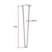 Set of 4 Chrome Retro Hairpin Table Legs 12mm Steel Bench Desk - 71cm V63-835051