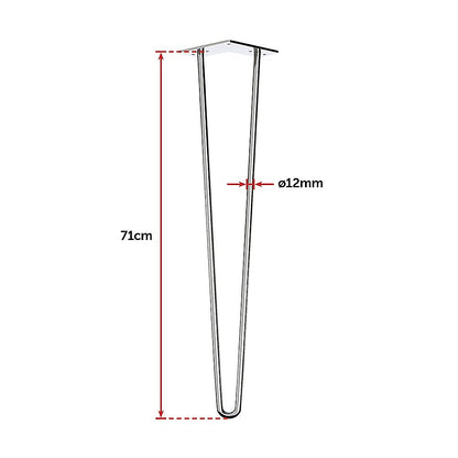 Set of 4 Chrome Retro Hairpin Table Legs 12mm Steel Bench Desk - 71cm V63-835051