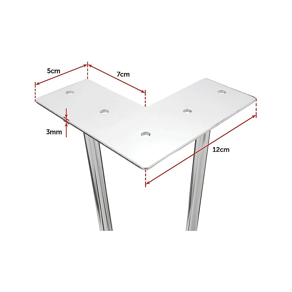 Set of 4 Chrome Retro Hairpin Table Legs 12mm Steel Bench Desk - 71cm V63-835051