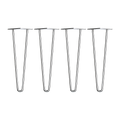Set of 4 Chrome Retro Hairpin Table Legs 12mm Steel Bench Desk - 71cm V63-835051