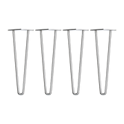 Set of 4 Chrome Retro Hairpin Table Legs 12mm Steel Bench Desk - 71cm V63-835051
