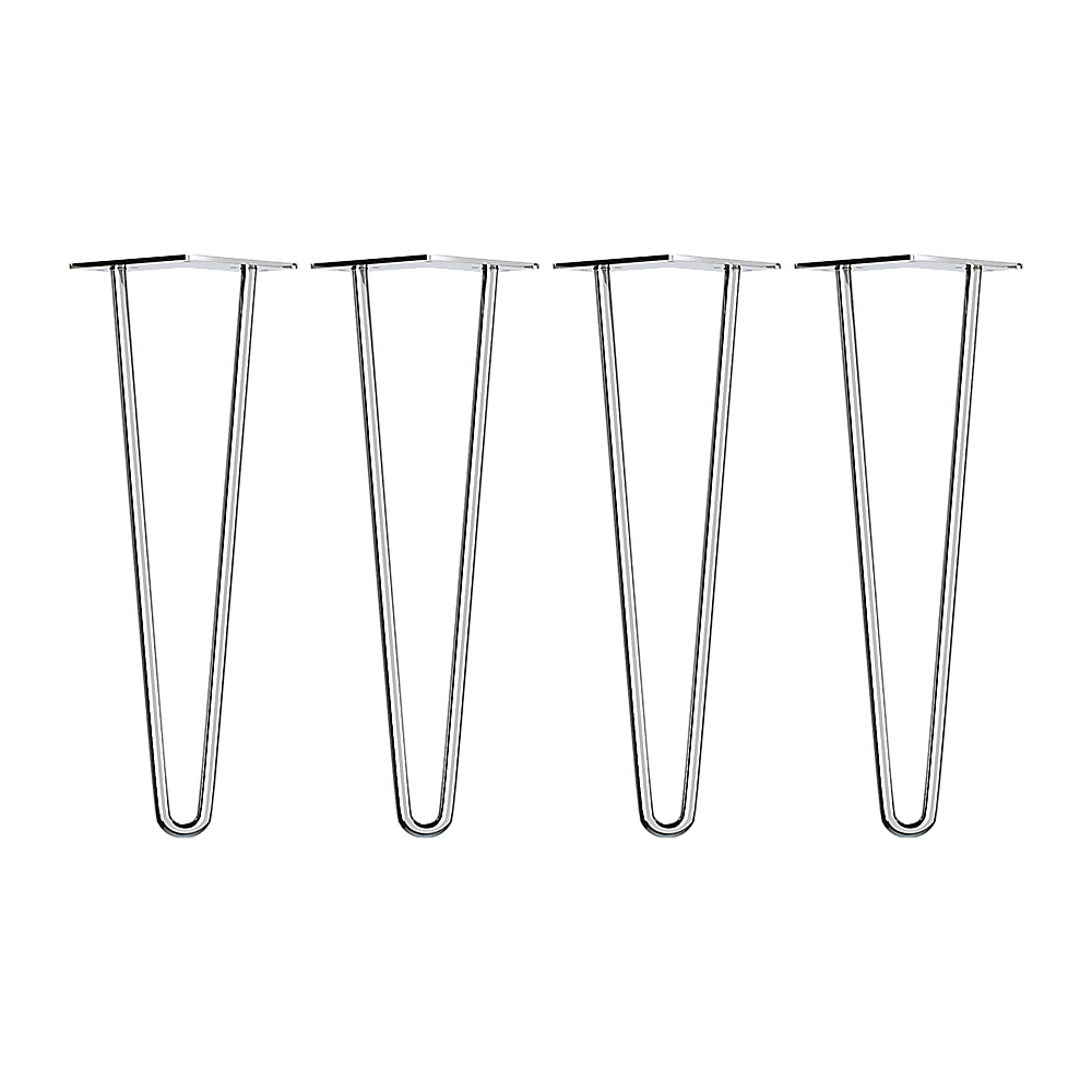 Set of 4 Chrome Retro Hairpin Table Legs 12mm Steel Bench Desk - 71cm V63-835051