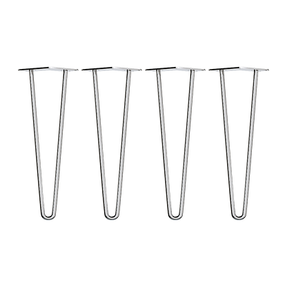 Set of 4 Chrome Retro Hairpin Table Legs 12mm Steel Bench Desk - 71cm V63-835051
