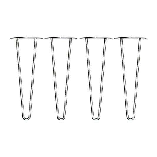 Set of 4 Chrome Retro Hairpin Table Legs 12mm Steel Bench Desk - 71cm V63-835051