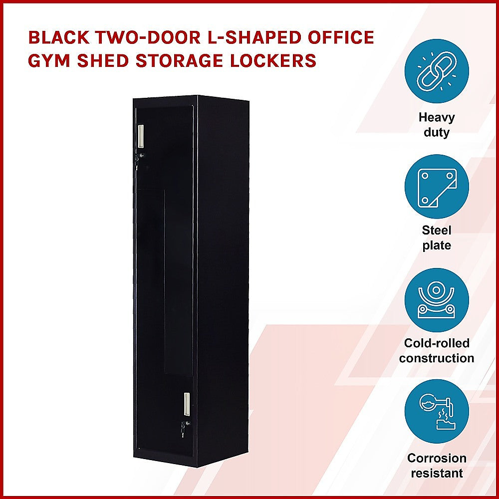Black Two-Door L-shaped Office Gym Shed Storage Lockers V63-835071