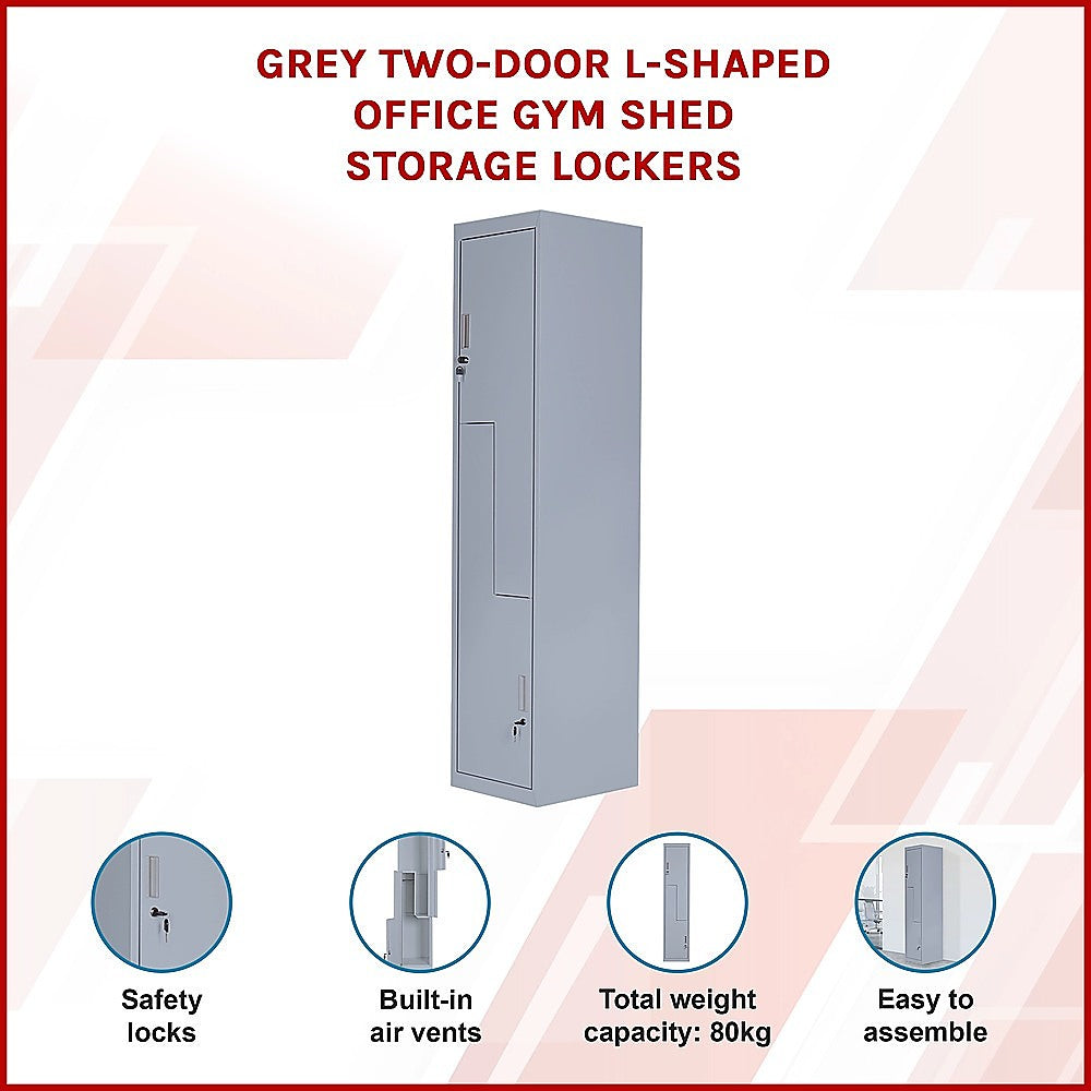Grey Two-Door L-shaped Office Gym Shed Storage Lockers V63-835111