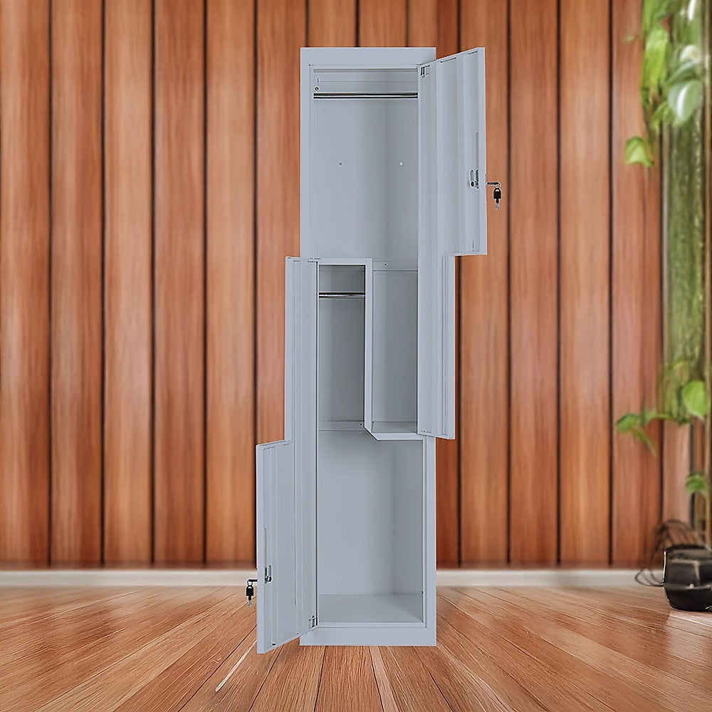 Grey Two-Door L-shaped Office Gym Shed Storage Lockers V63-835111