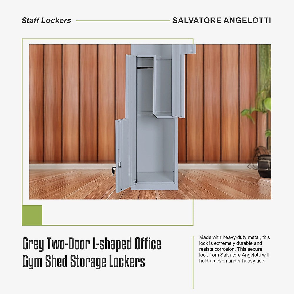 Grey Two-Door L-shaped Office Gym Shed Storage Lockers V63-835111