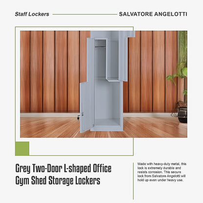 Grey Two-Door L-shaped Office Gym Shed Storage Lockers V63-835111