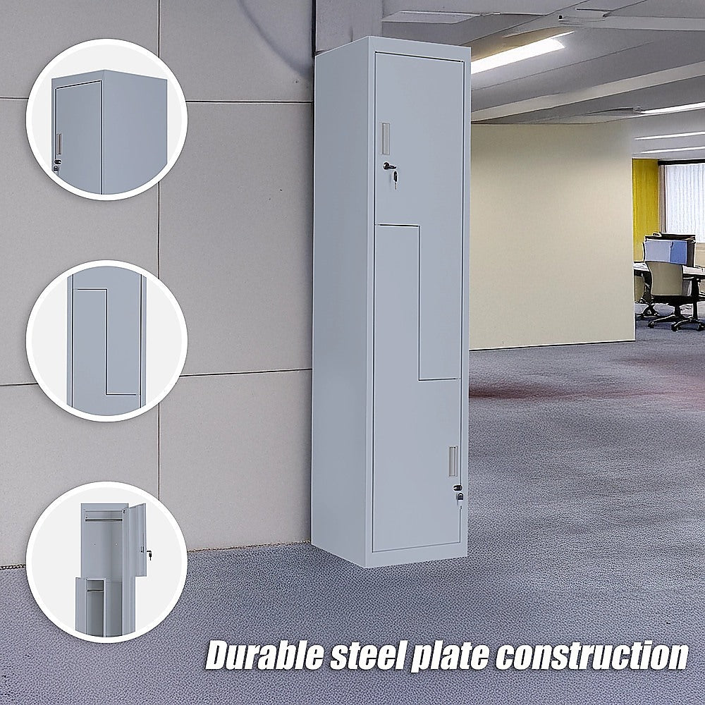 Grey Two-Door L-shaped Office Gym Shed Storage Lockers V63-835111