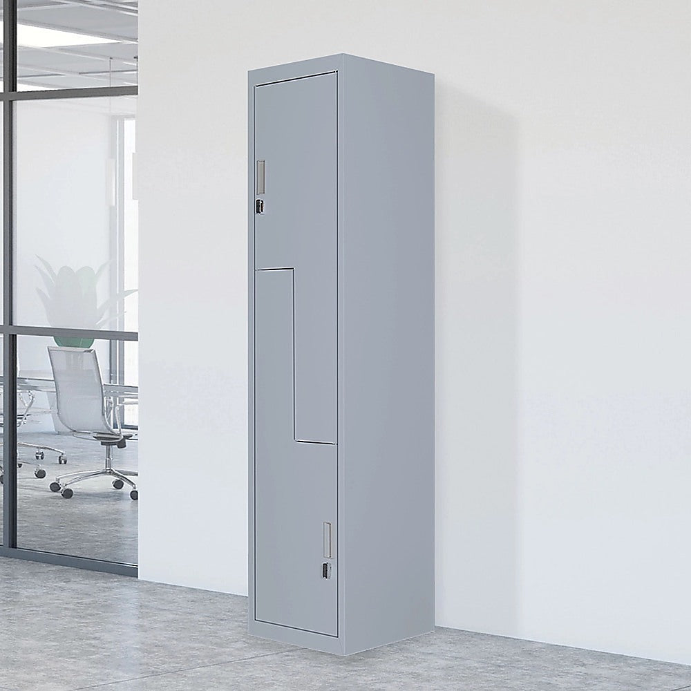 Grey Two-Door L-shaped Office Gym Shed Storage Lockers V63-835121
