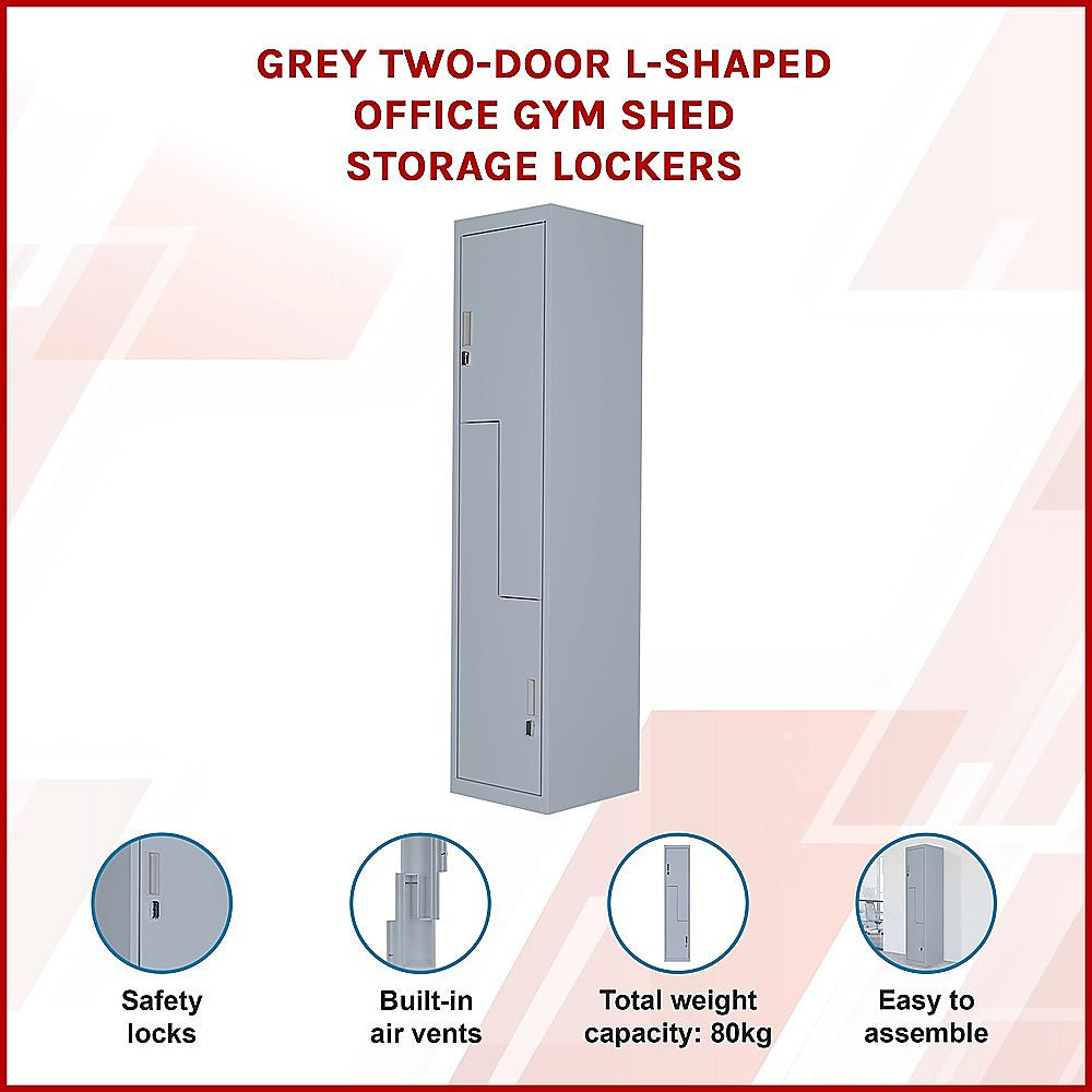 Grey Two-Door L-shaped Office Gym Shed Storage Lockers V63-835121