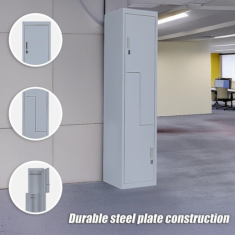 Grey Two-Door L-shaped Office Gym Shed Storage Lockers V63-835121