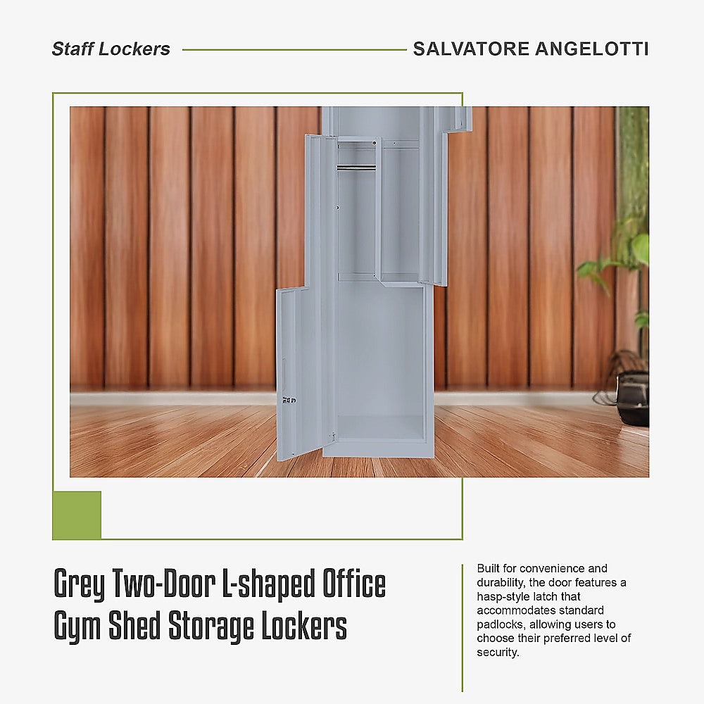 Grey Two-Door L-shaped Office Gym Shed Storage Lockers V63-835121